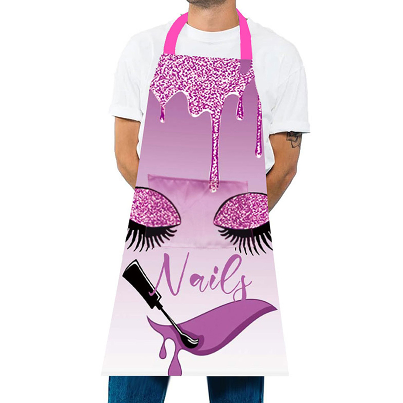 Nail Art Series, Anti-Stain Apron, Sleeveless, Neck-Hanging, Men's and Women's Kitchen and Catering Work Clothes