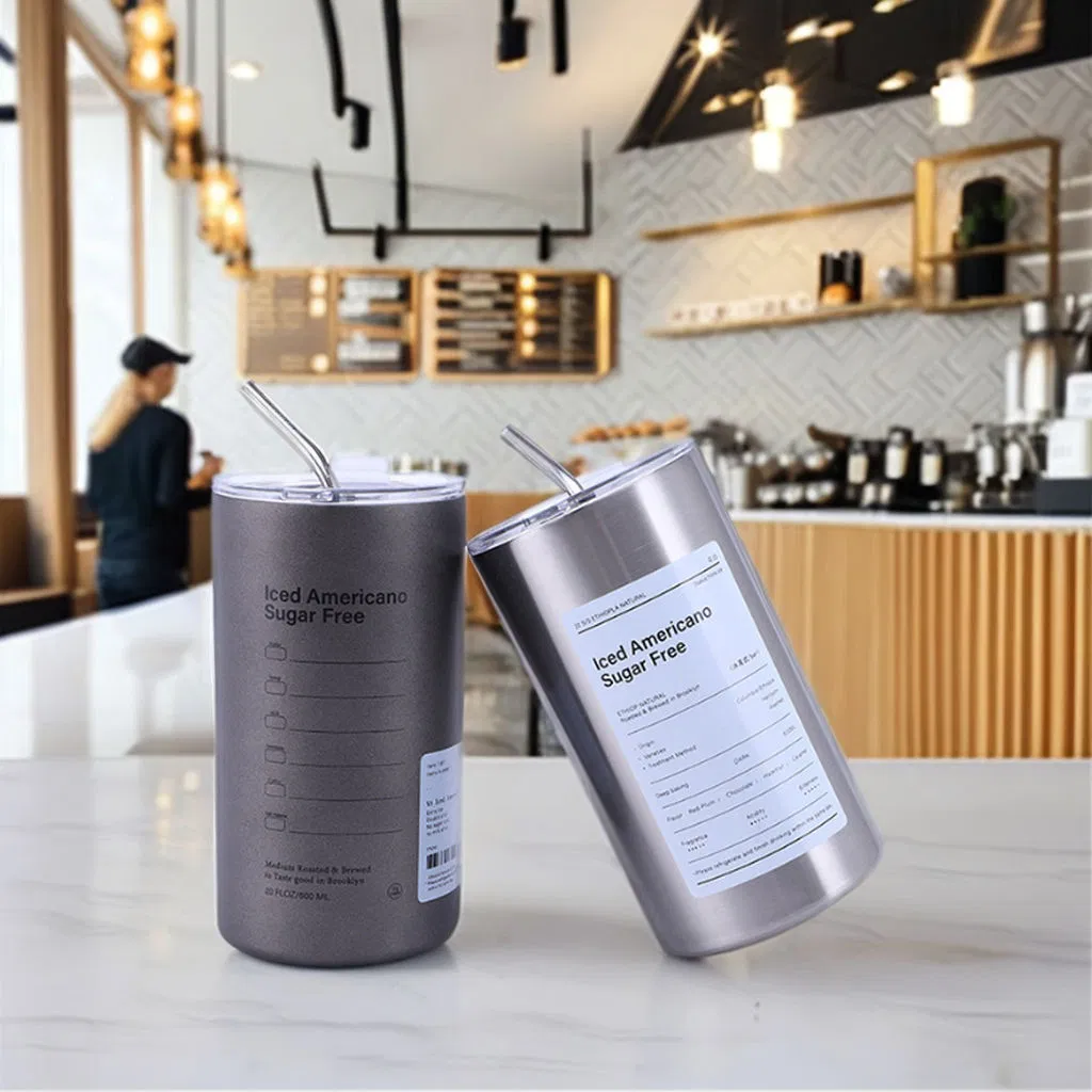 Custom Printed Logo Stainless Steel Travel Mug with Lid and Straw for Car Commuting and Promotional Gifts