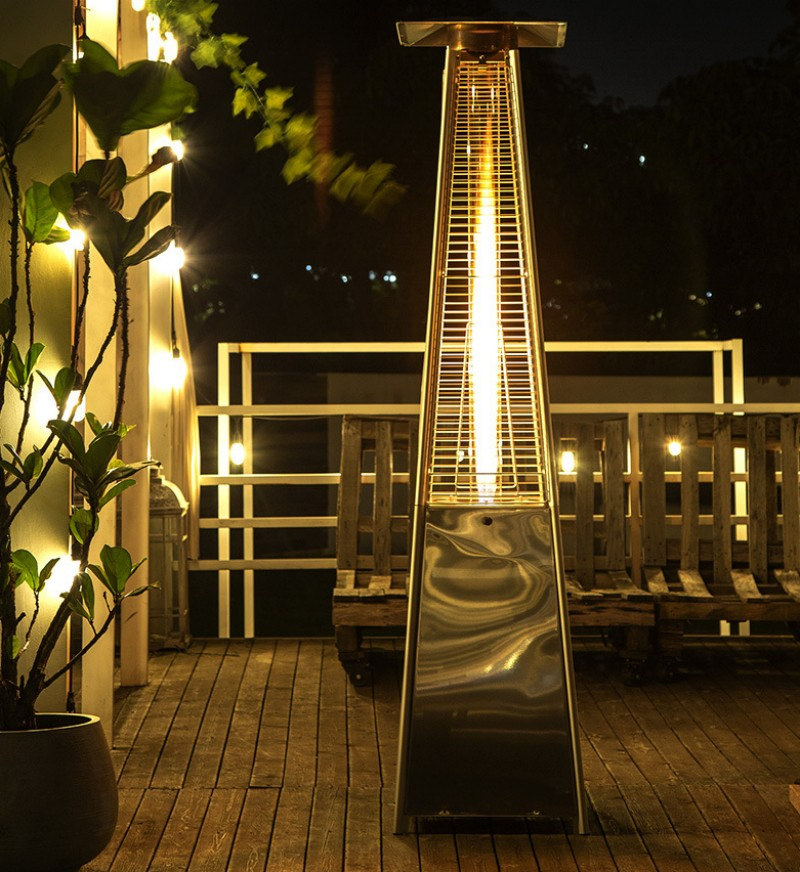 Glass Tube Pyramid Stand Square Flame Heater Landscape Heating Lamp Patio Gas Heater