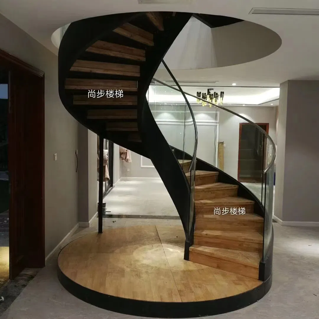 Glass Railng Curved Staircase Prefabricated Staircase Interior Spiral Stairs