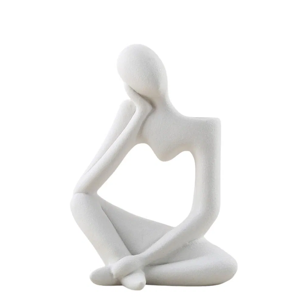 Hydroponic Flower Modern Figurines Ceramic Vase Human-Shaped Hollow Design Abstract Wbb21896