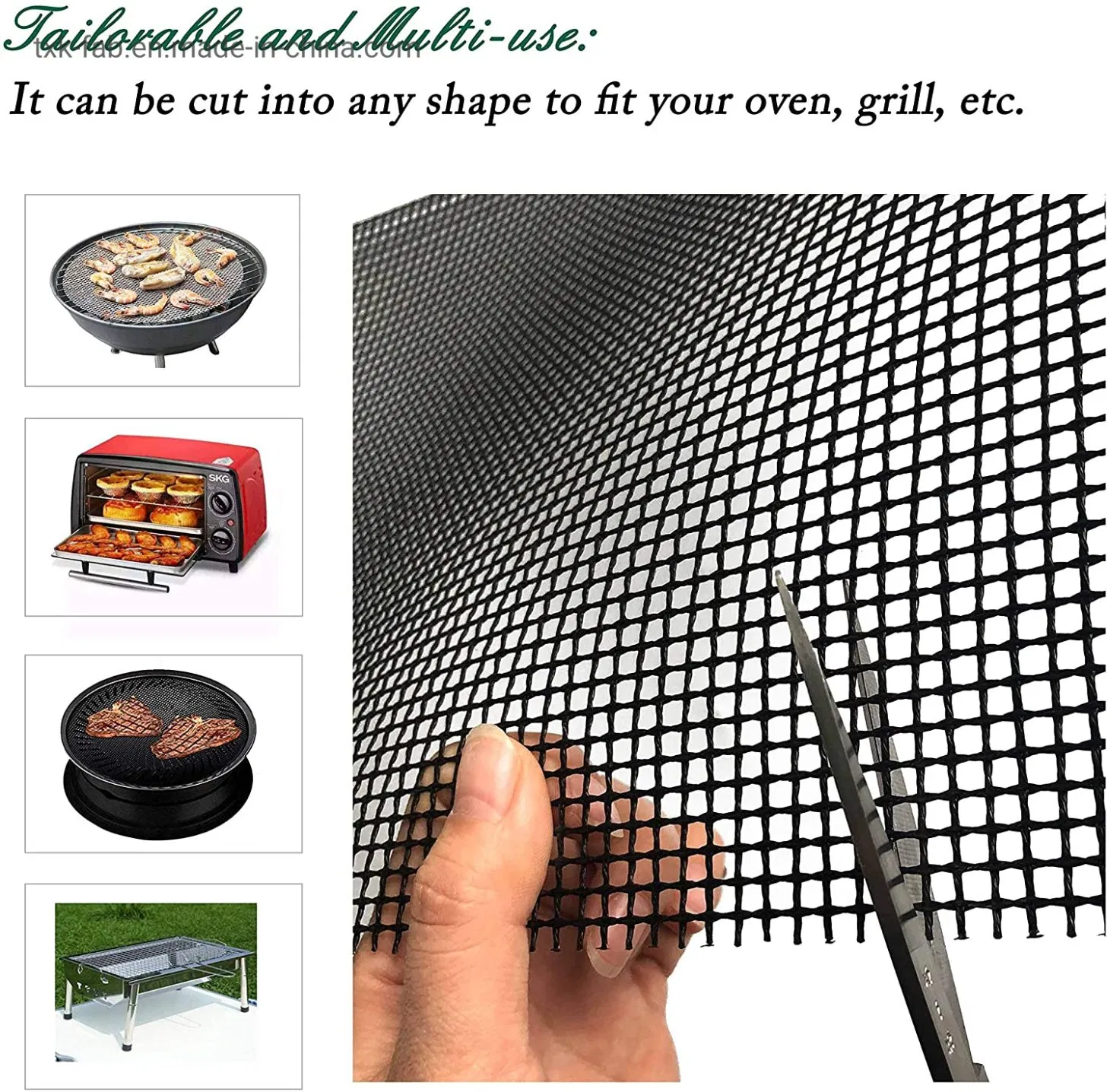 Food Grade High Temperature PTFE Fiberglass Fabric for BBQ Grill Baking Mesh Mat