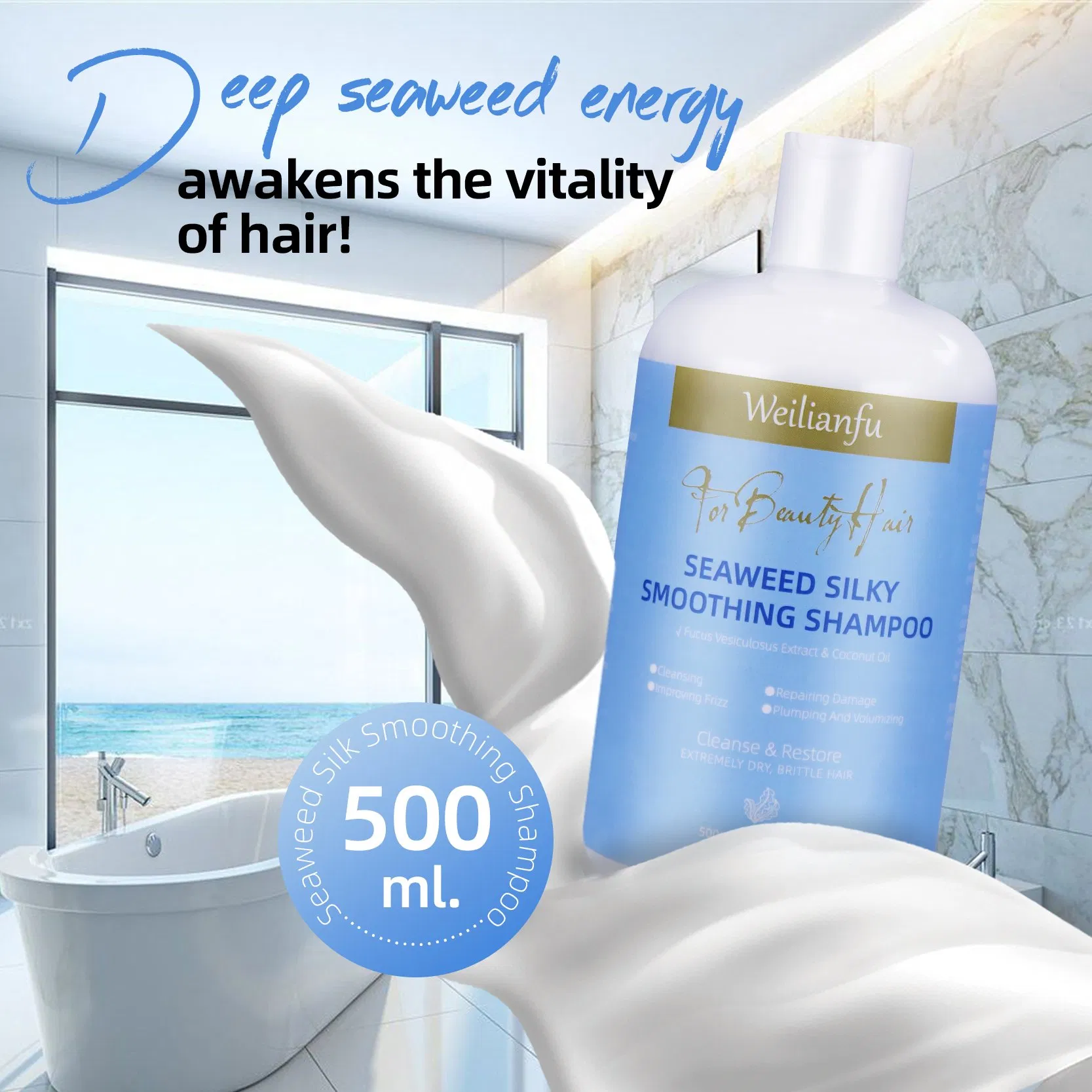 Organic Seaweed Hair Care Kit Biodegradable Shampoo & Silky Smooth Conditioner for All Hair Types