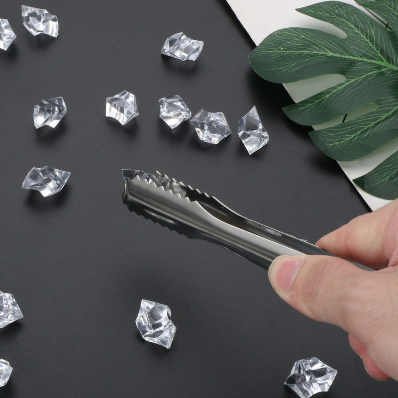 Mini Ice Tong Stainless Steel Appetizers Tongs Small Serving Tongs Sugar Cube Clips with Teeth, Sawtooth Kitchen Tongs for Tea Party Coffee Bar Wedding