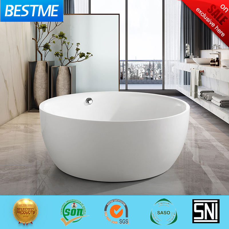 Круглая черная акриловая ванна Bestme с гидромассажем