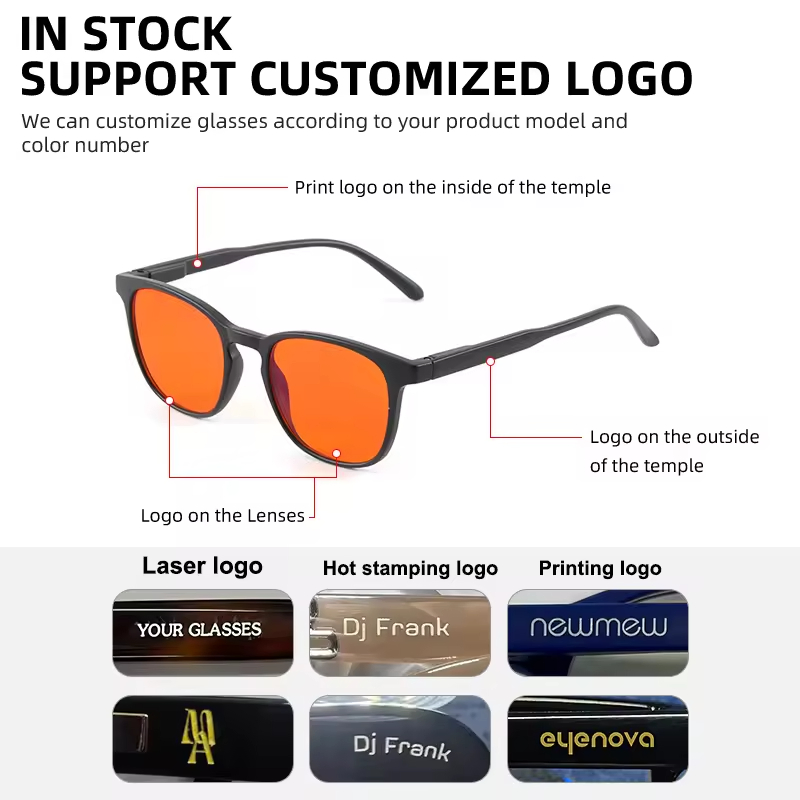 Hot Selling Newest Design Classic Lentes De Sol Fashion Trend Tr90 Black Square Frame Custom 100% Anti Blue Light Blocking Eyewear Women Men Glasses