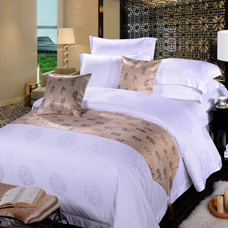 Luxury Hotel Decoration 100% Cotton Bed Runner Bed Sheet