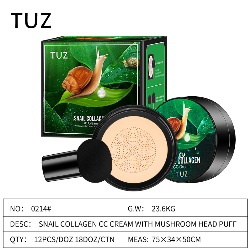 Tuz Snail Collagen Cc Cream Mushroom Head Air Cushion Bb Cream Foundation Concealer Skin