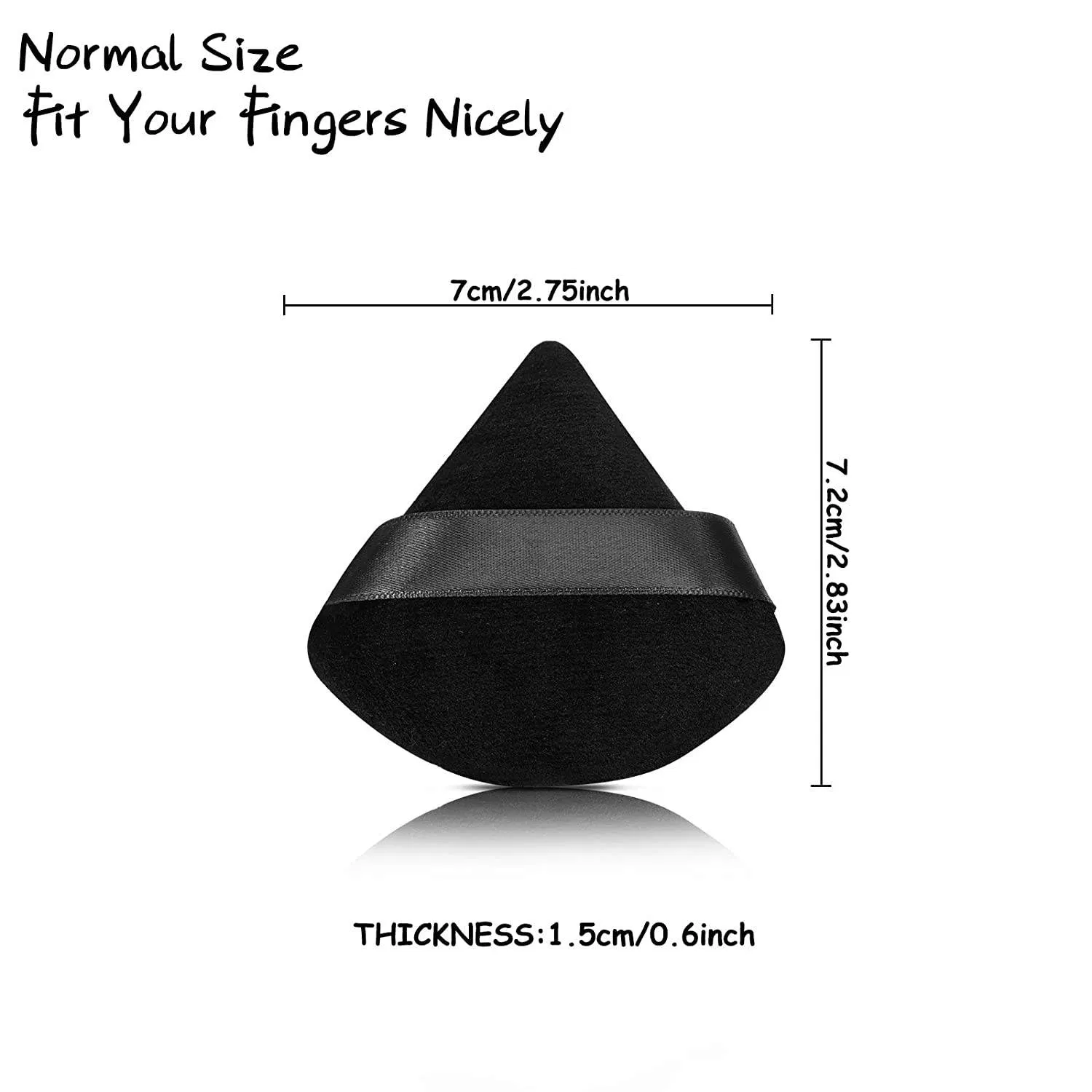 Custom Package Black Cosmetic Powder Puff Triangular Velvet Powder Puff with Ribbon
