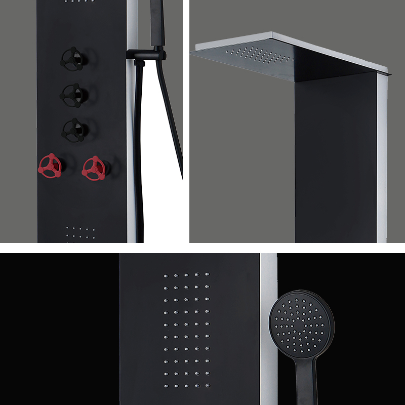 Aluminum in Black Shower Panel Waterfall SPA Wall Shower Column