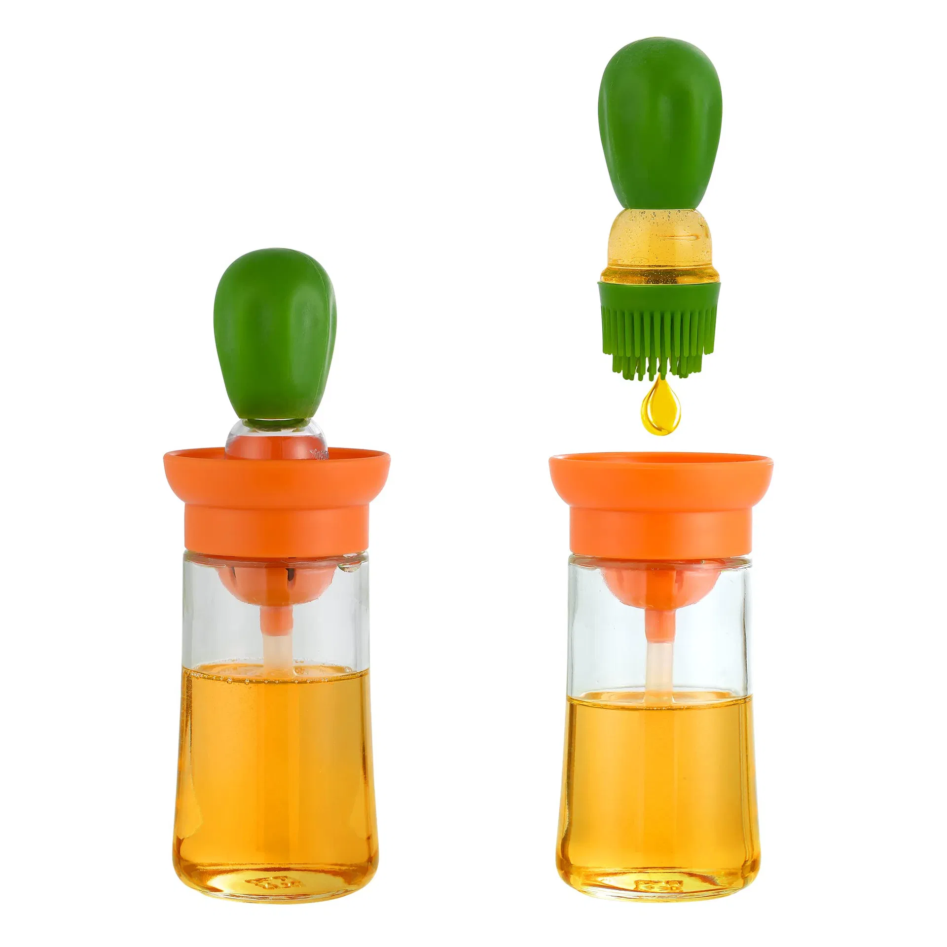 Oil Dispenser Bottle with Silicone Brush 2 in 1 Silicone Dropper Measuring Oil Bottle Dispenser for Kitchen