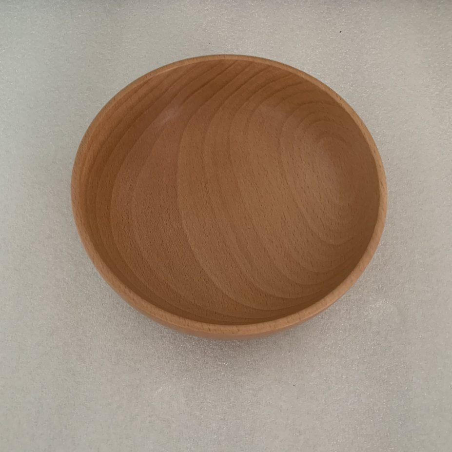15*4.5 Cm Beech Wood Wooden Salad Rice Flat Bottom Bowl