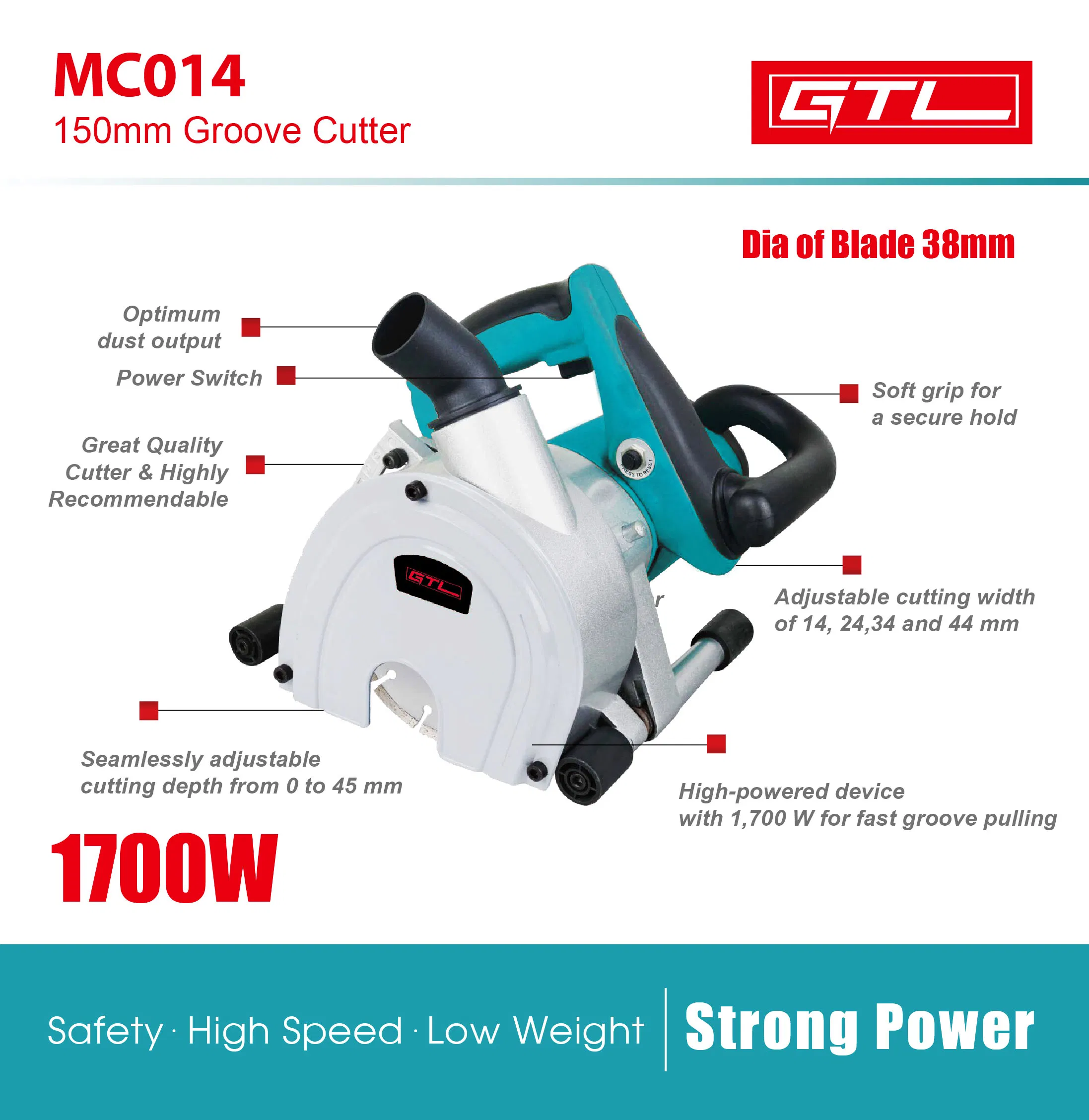 150mm Groove Cutter, OEM Design Electric Tools 1700W Wall Chaser/Wall Slotter/Wall Slot Cutting Machine (MC014)
