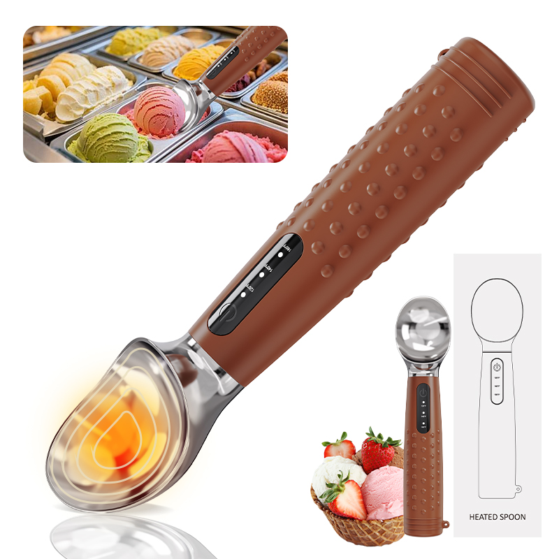 Ice Cream Scooper - Heated Ice Cream Scoop Rechargeable for 3-Temperatures (120°F/140°F/160°F), One-Piece Zinc Alloy Design for Hard Ice Cream and Frozen Desser