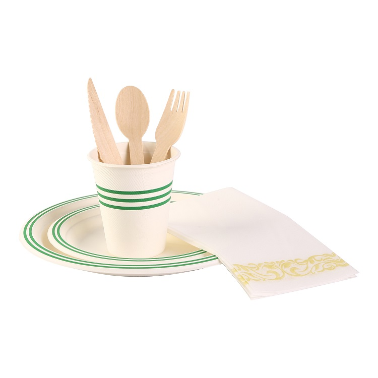 25-Guest Disposable Royal Dinner Set, Party Supplies Dressing Tableware Set