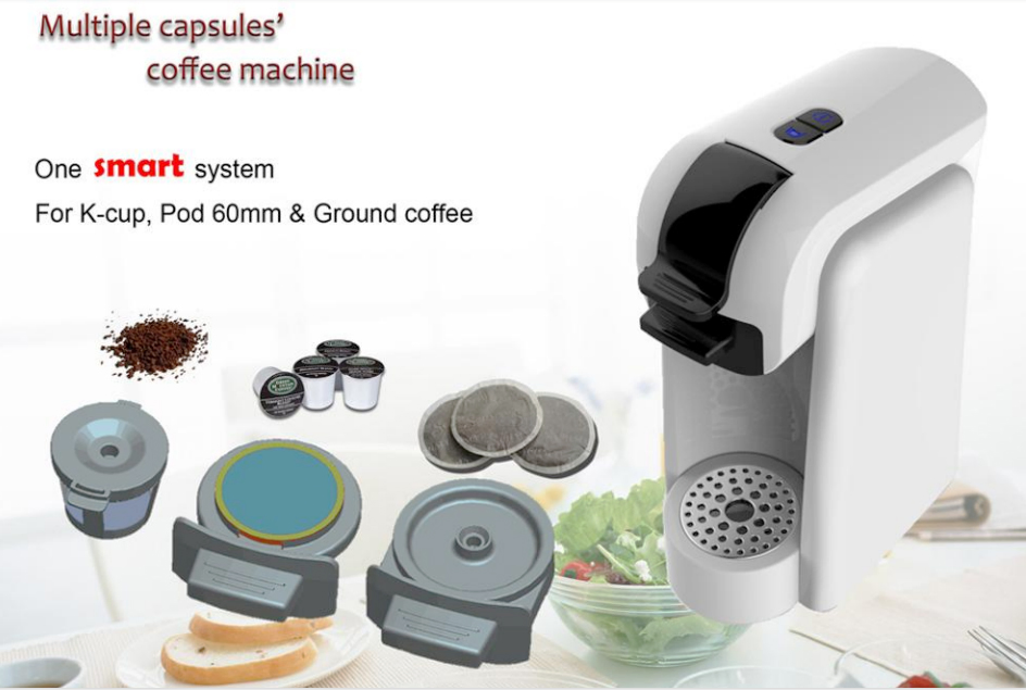Multiple Capsules Coffee Machine Maker for K-Cup, Pod 60mm and Ground Coffee (HXC-602)