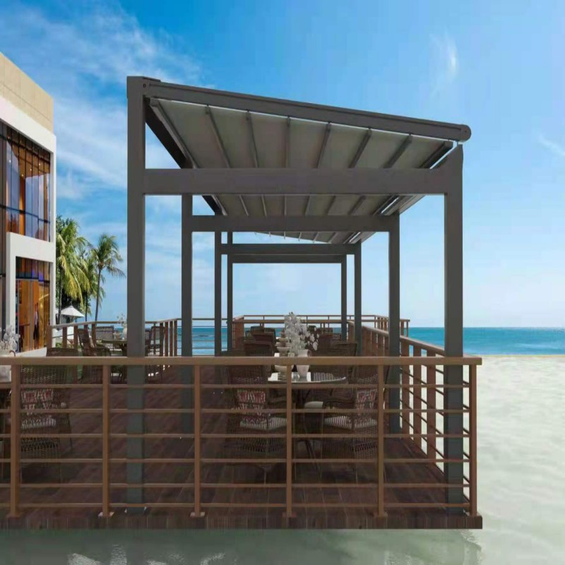 Motorized Pergola Sun Shade System for Patio Garden Terrace Retractable Roof Awning