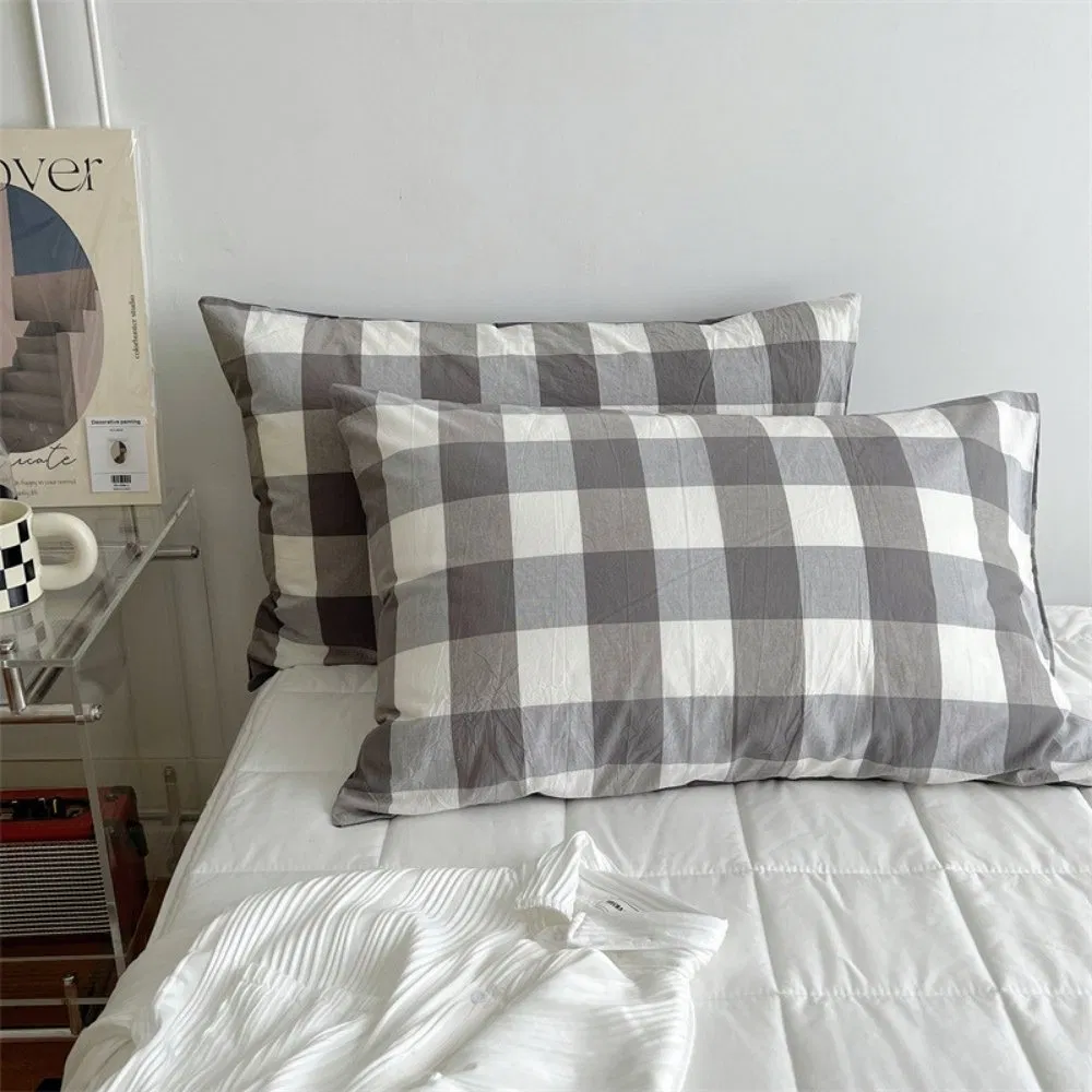 Plaid Striped Pattern Pillowcase Pure Cotton Lightweight Ez28770