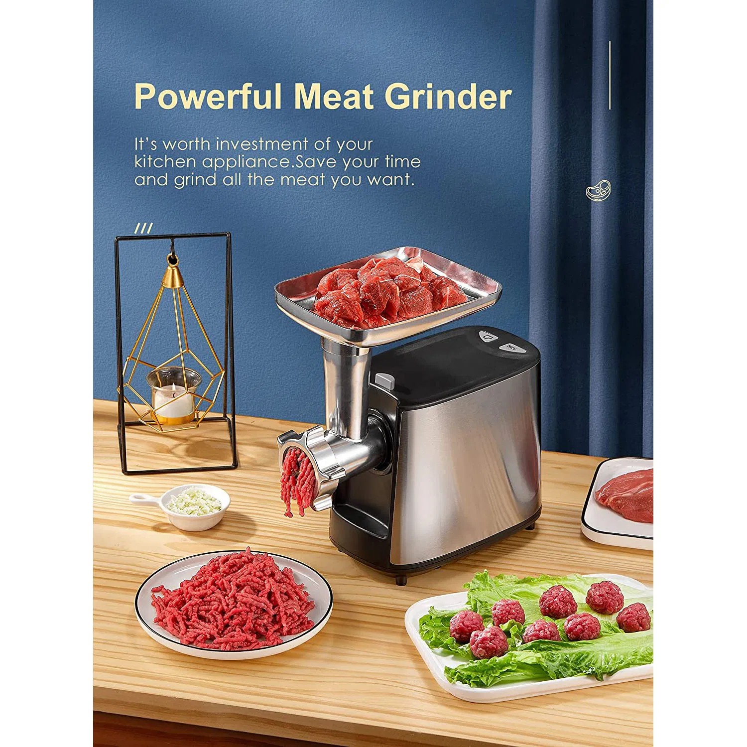 Electric Meat Food Grinder, Heavy Duty Meat Mincer with Sausage Kubbe Kit
