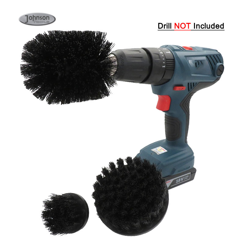 High Quality Kit of 3PCS Black Scrub Brush Drill Attachment Set