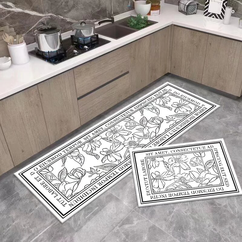 2PCS Non Slip Washable Kitchen Rugs and Mats Set Cushioned Runner Rugs for Kitchen