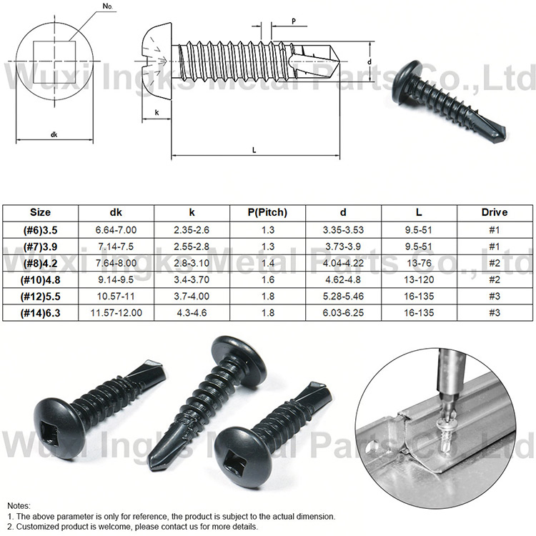 Steel Zinc Ral 7016 9016 9001 Square Pan Head Self Drilling Tek Roofing Screws for Metal