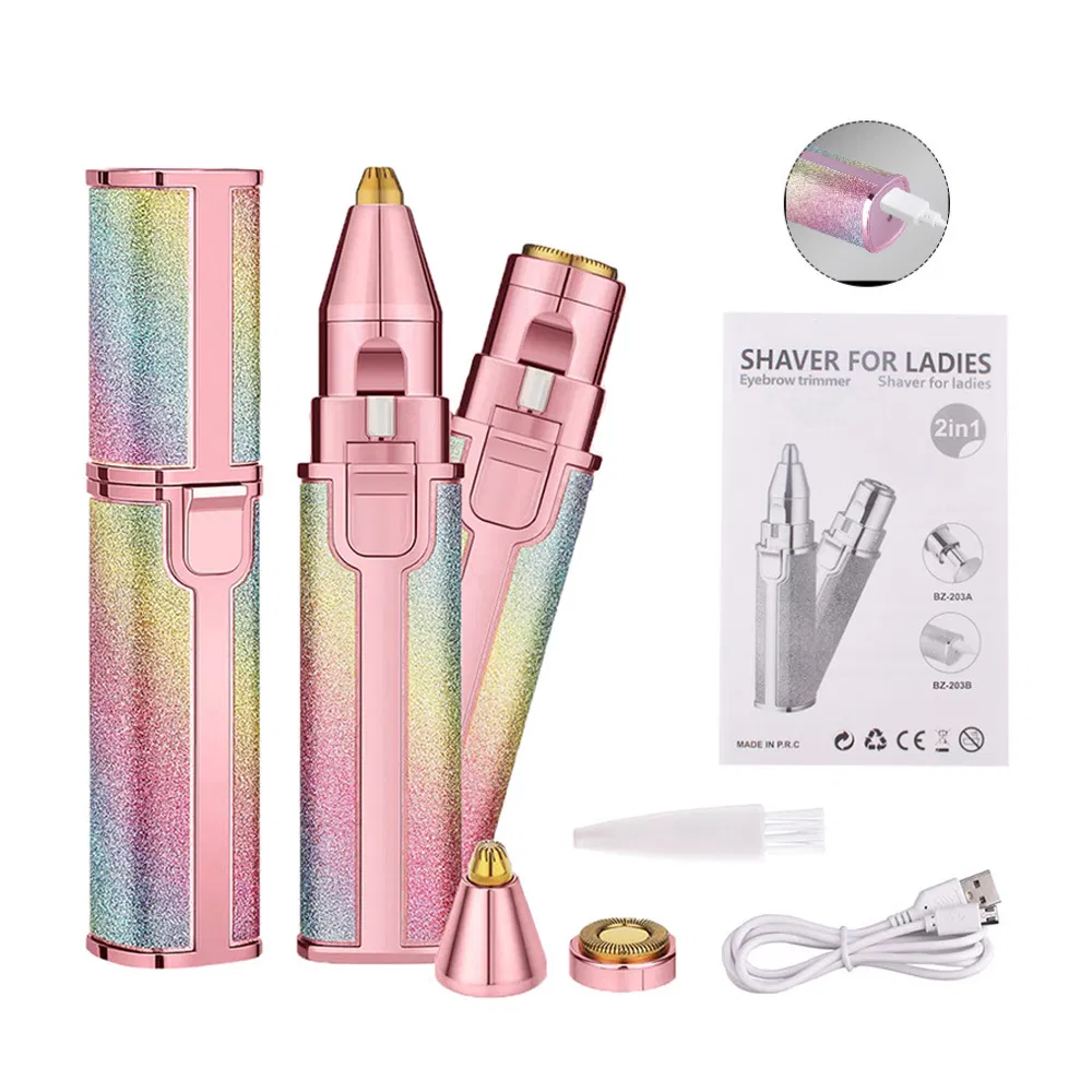 Mini Electric 2 in 1 Women's Body Eyebrow Shaver Painless Hair Barber Facial Nose Razor Beard Trimmer