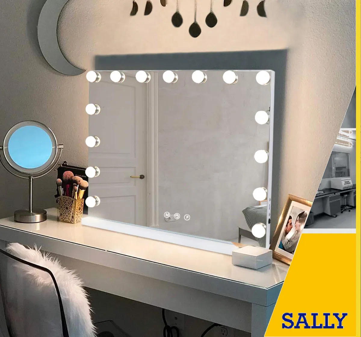 Sally Hollywood Makeup Mirror Dimmer Light Bulbs Dressing Room Bedroom LED Mirror