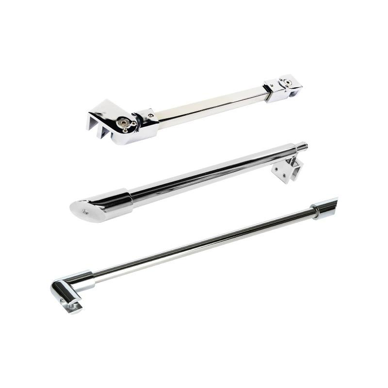Premium 180-Degree Glass Shower Rail Support Bar with Clips