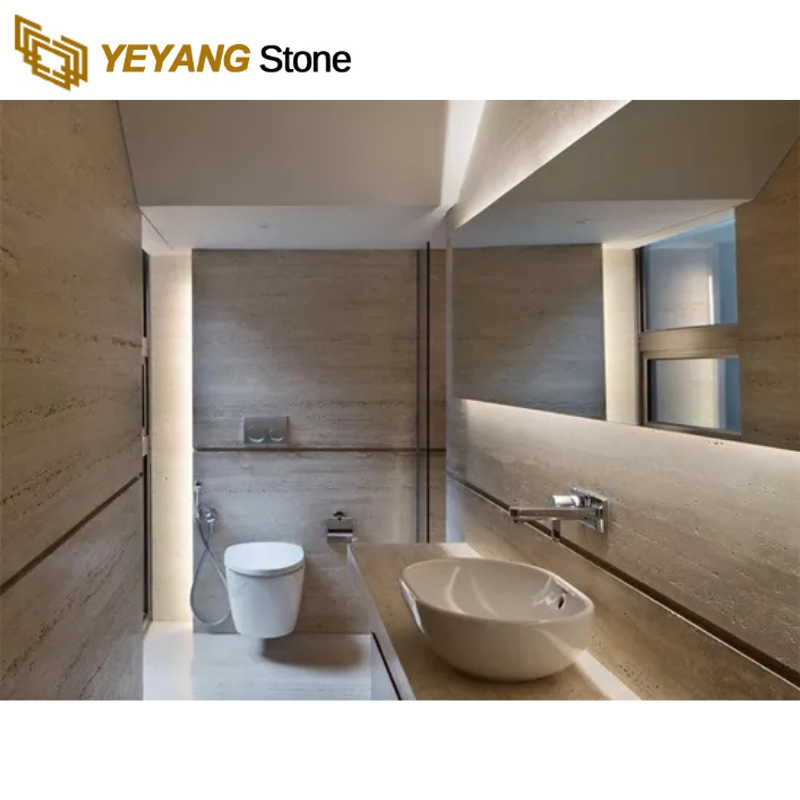 Beige Roman Travertine for Bathroom/Countertop/Vanity/Wall/Floor Vein Cut Travertine Marble Tiles Supplier