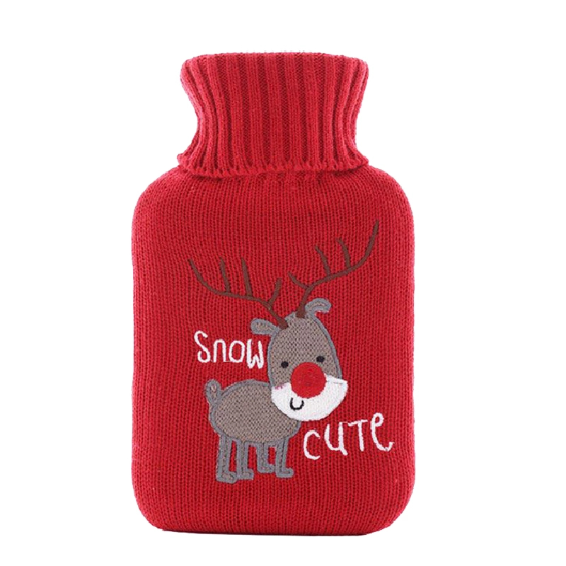 Fashion Winter Cute Cartoon Jacquard Durable Removable Plain Knit Hot Water Bag Bottle Cover
