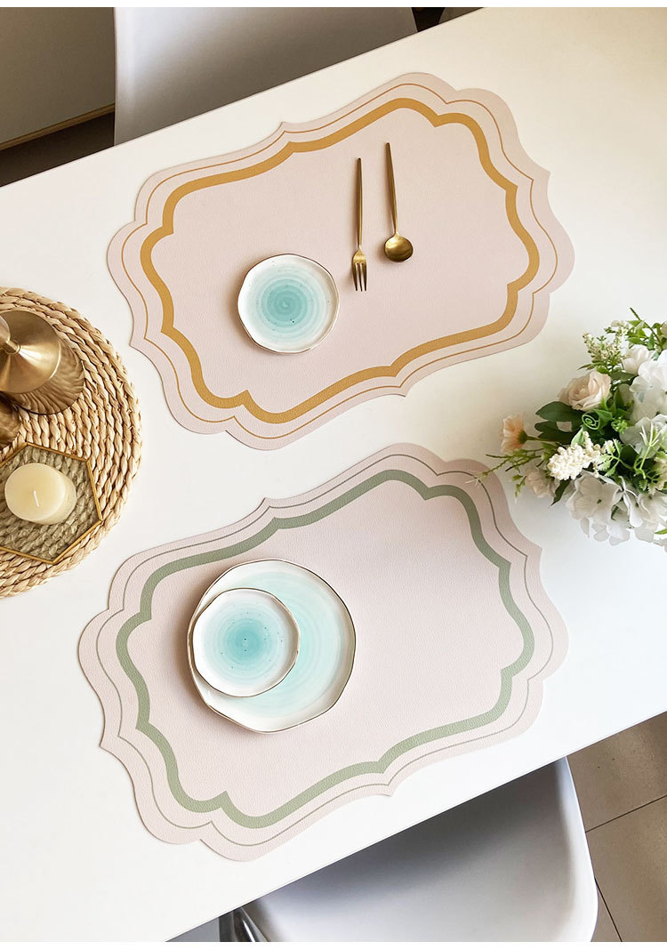 France Ethnic Heatproof Placemats Ins Popular Leather Table Mats Luxury Home Decor Print Placemat