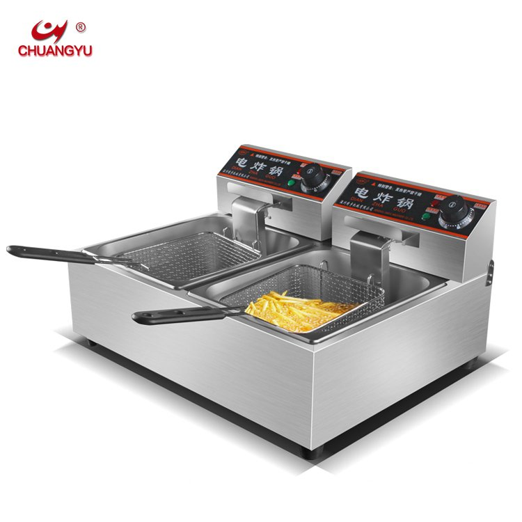 Chuangyu Cy-82e Snack Machine Temperature Control 2.5kw Double Deep Fry Potato Chicken French Electric Fryer