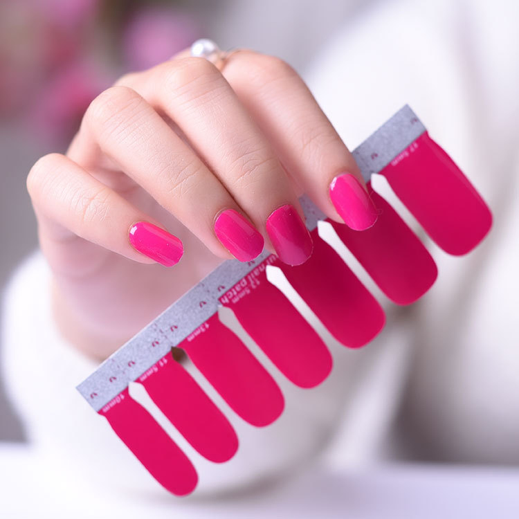 Semi Cured UV Nail Gel Strips Solid Color Nail Art Stickers