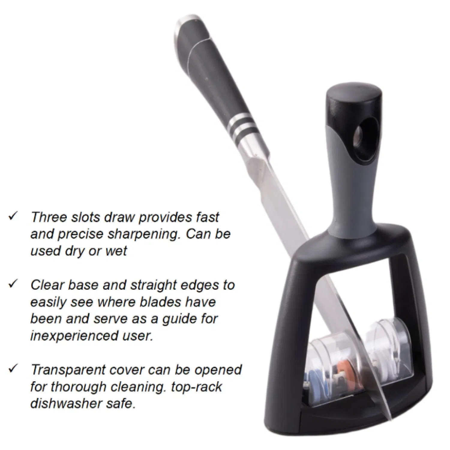 3 Slot Dry Wet Use TPE Handle Kitchen Knife Sharpener for Most Knives Scissors Kitchen Sharpener
