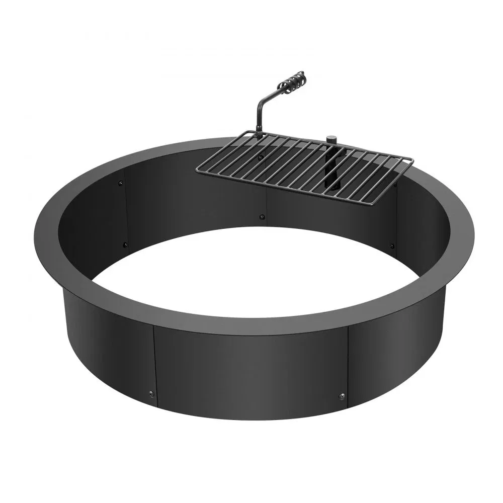 35 Inch Steel Fire Pit with BBQ Grill Fire Ring for Outdoor