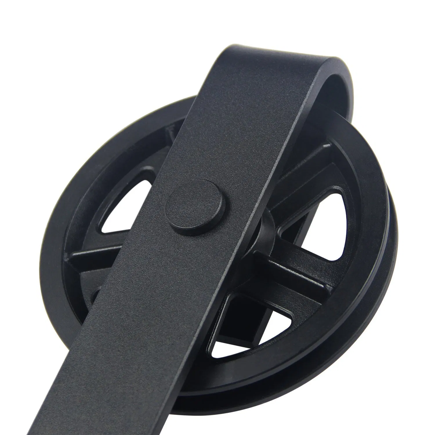 Black Wheel Matte Carbon Steel Sliding Barn Door Hardware Track Kit