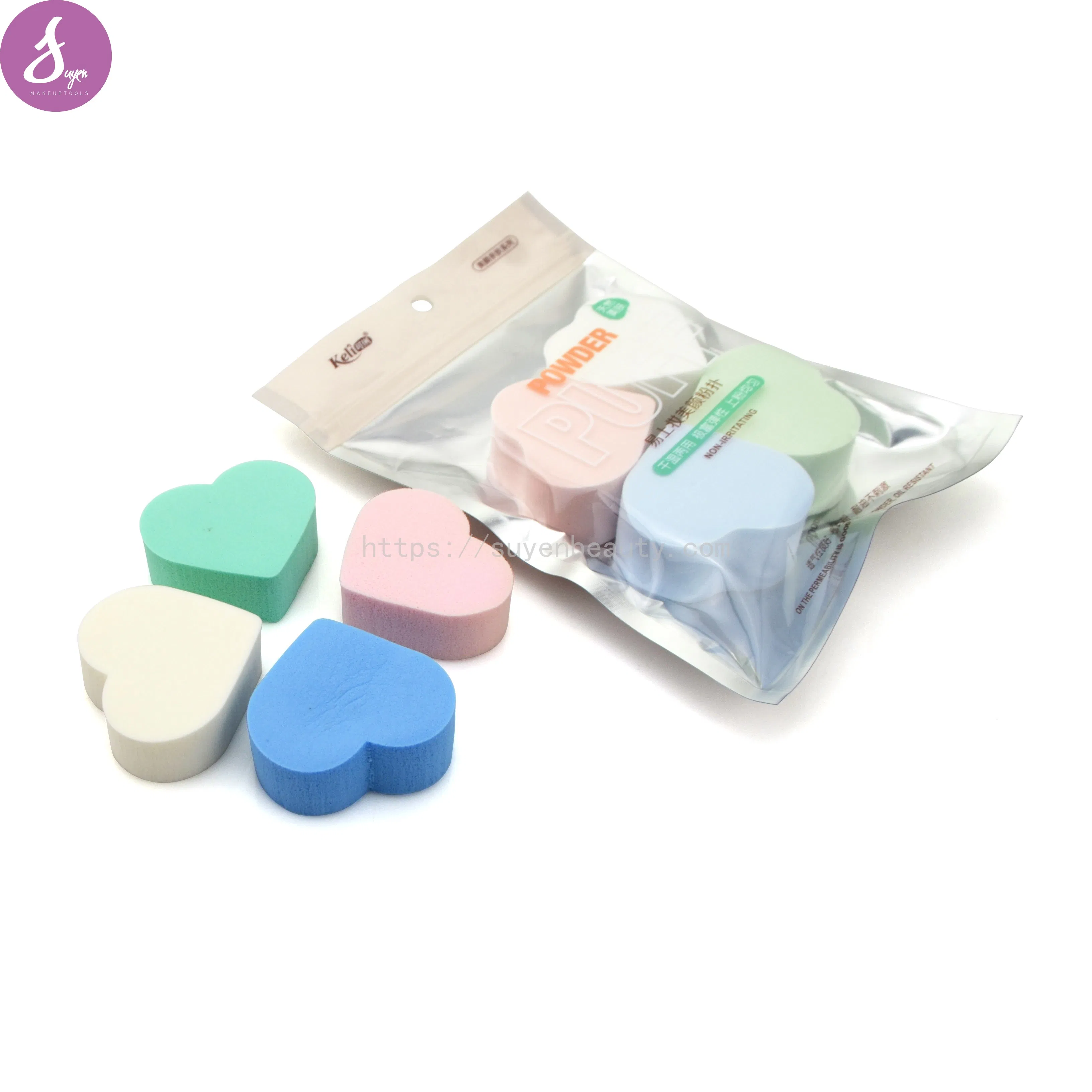 4PCS Heart Shape Makeup Puff Natural Latex Make up Tool
