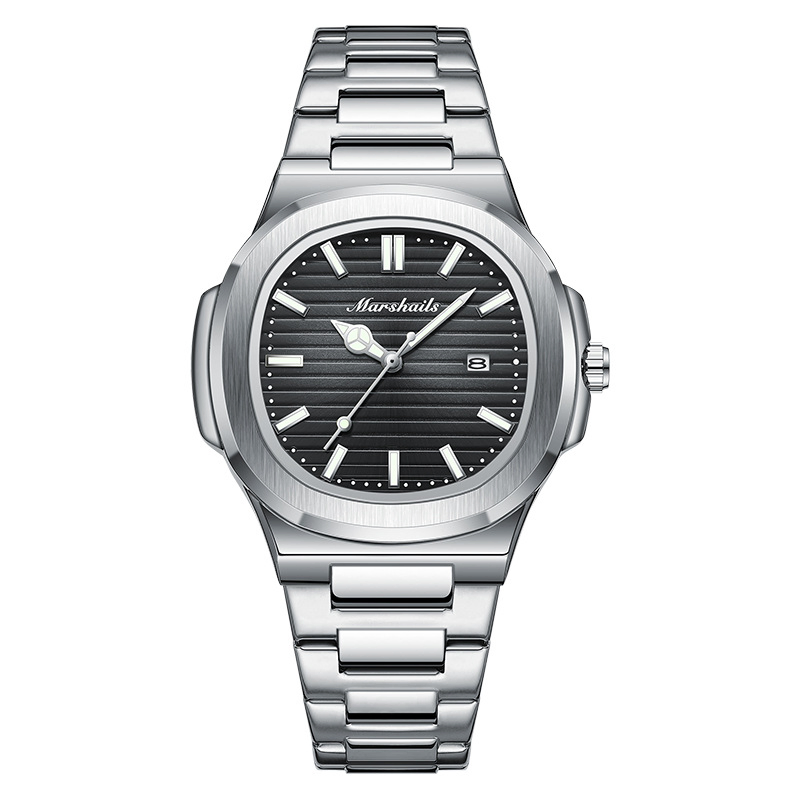 OEM Customize Logo Automatic Men's Stainless Steel Gift Watch High Quality Quartz Calendar