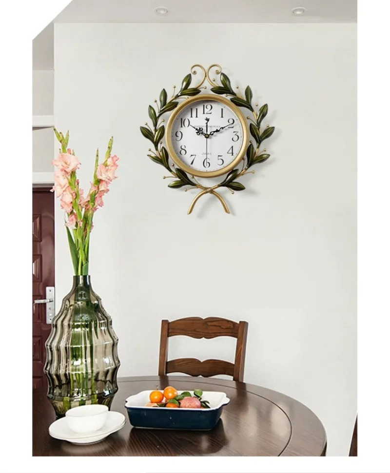 Olive Branch Wall Clock Art Silent Wall Decoration European Style Household Clock