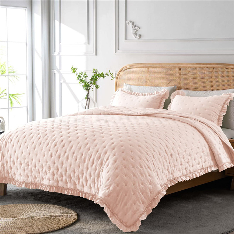 All Seasons 3 Pieces Cotton Quilt Set King Soft Lightweight Bedspreads & Coverlets with Pillow Shams