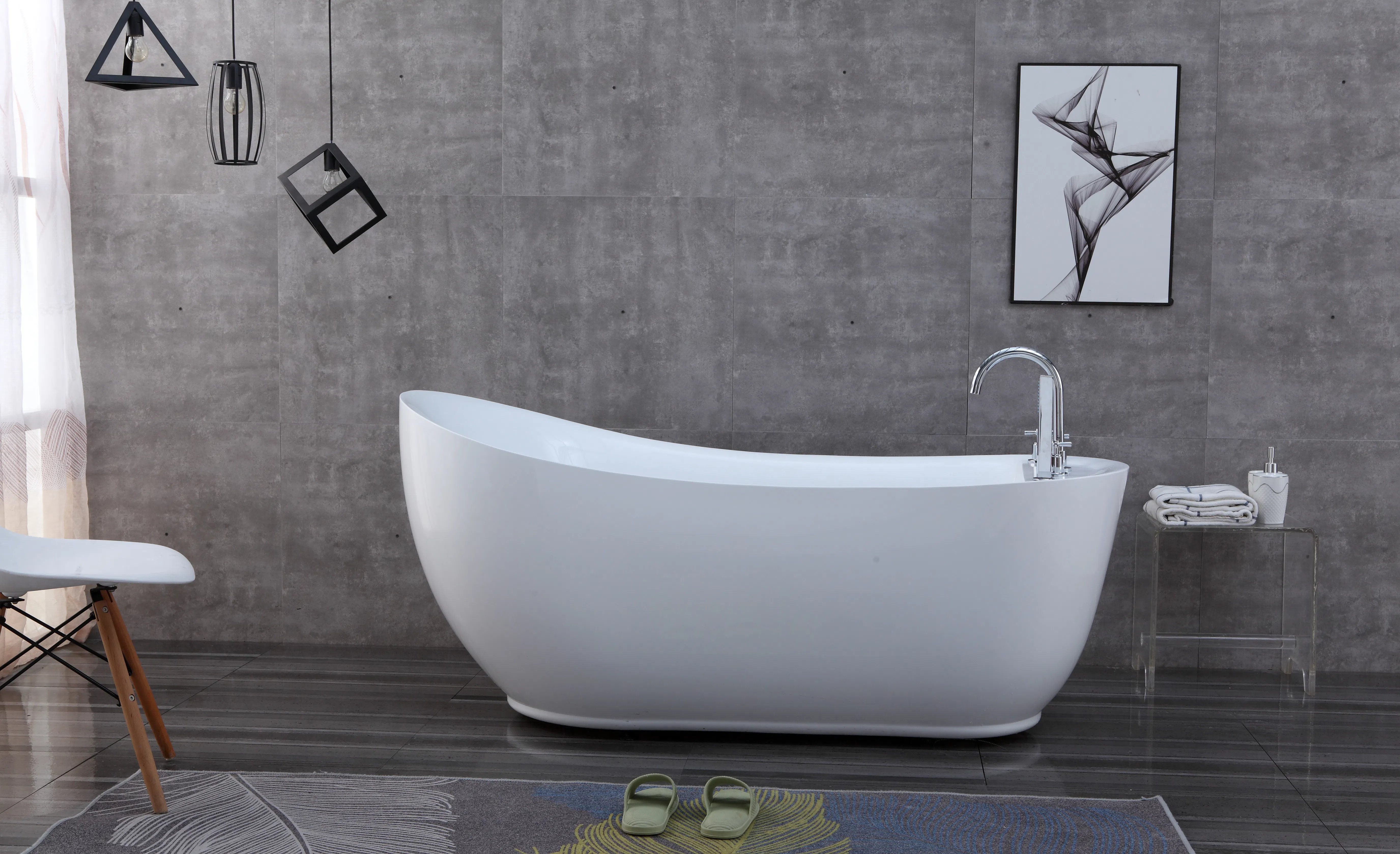 1.7 M Elegant Corner Acrylic Freestanding Bathtub Non-Slip Base for Luxurious Home Bathrooms