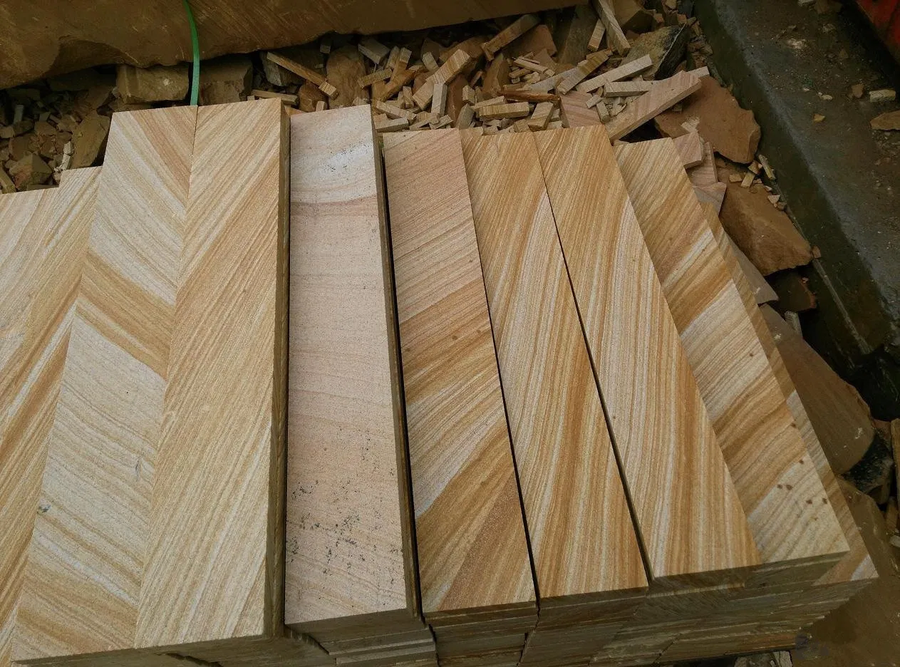Yellow Teakwood Sandstone Slabs Pool Coping Paving Flooring/Walling Stone Tiles