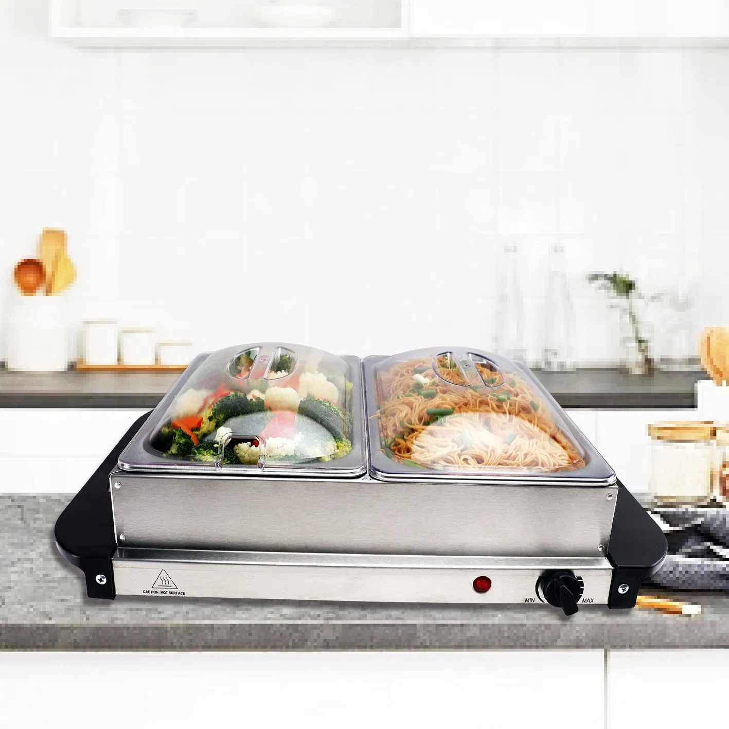 Stainless Steel Rectangular Hotpot Buffet Chafer with Welded Frame Food Warmers