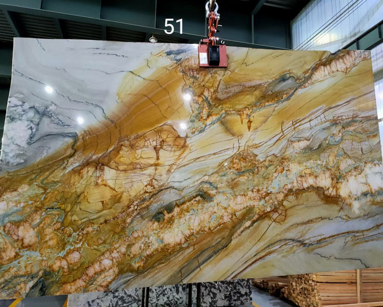 Natural Brazil Giallo Macaubas Purple Yellow Luxury Quartzite Stone for Background, Slabs