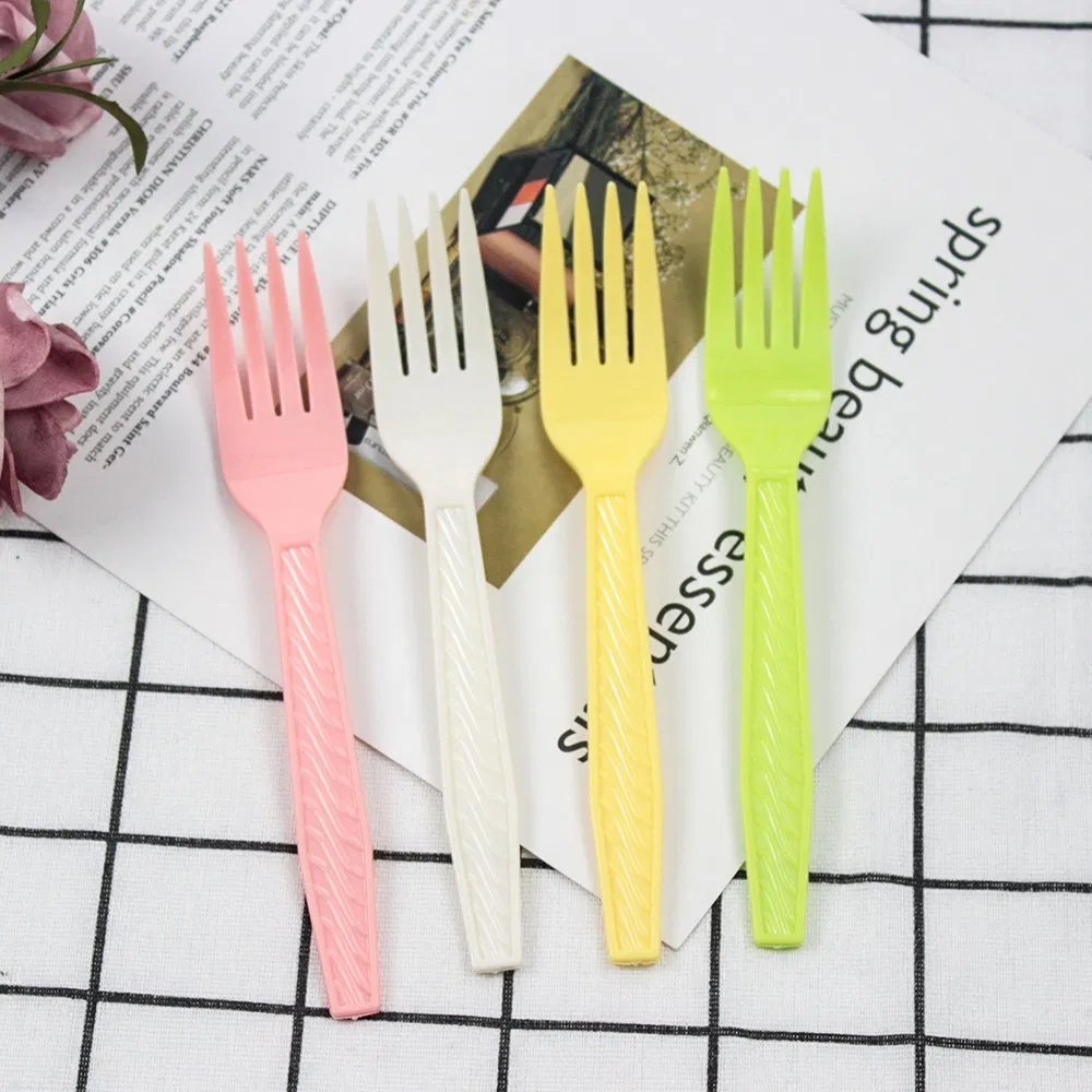 Disposable Plastic Cutlery 175mm Length PS Plastic Fork Custom Green for Restaurant