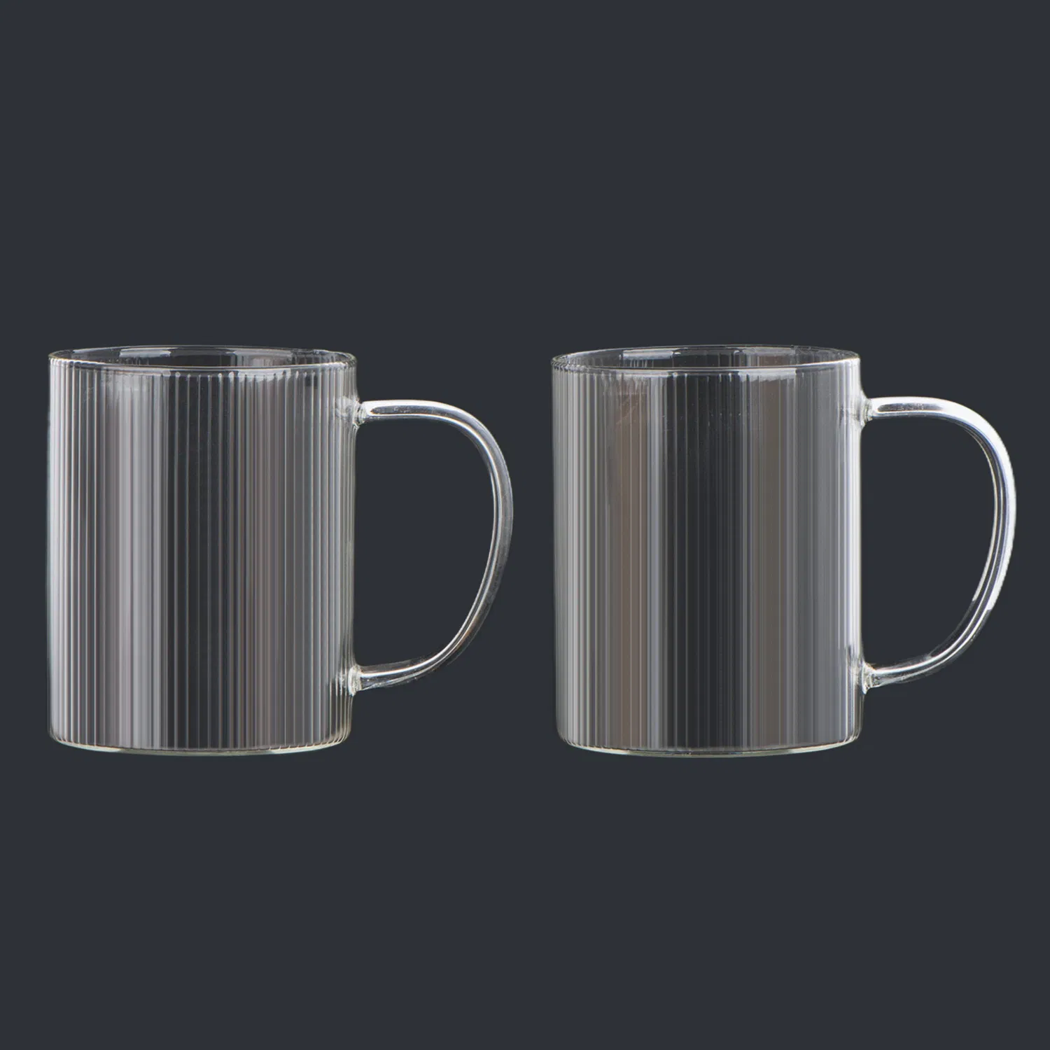 Embossed Borosilicate Glass Cup with Handle for Drinking