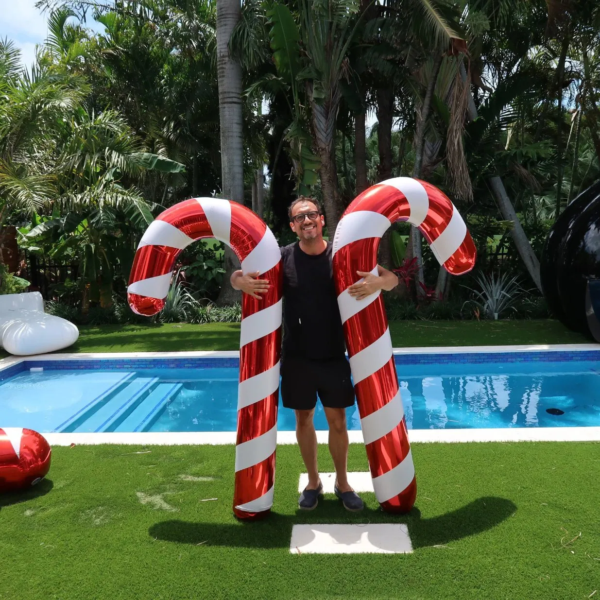 Boyi Christmas Inflatable Candy Cane Metallic Mirror Stick