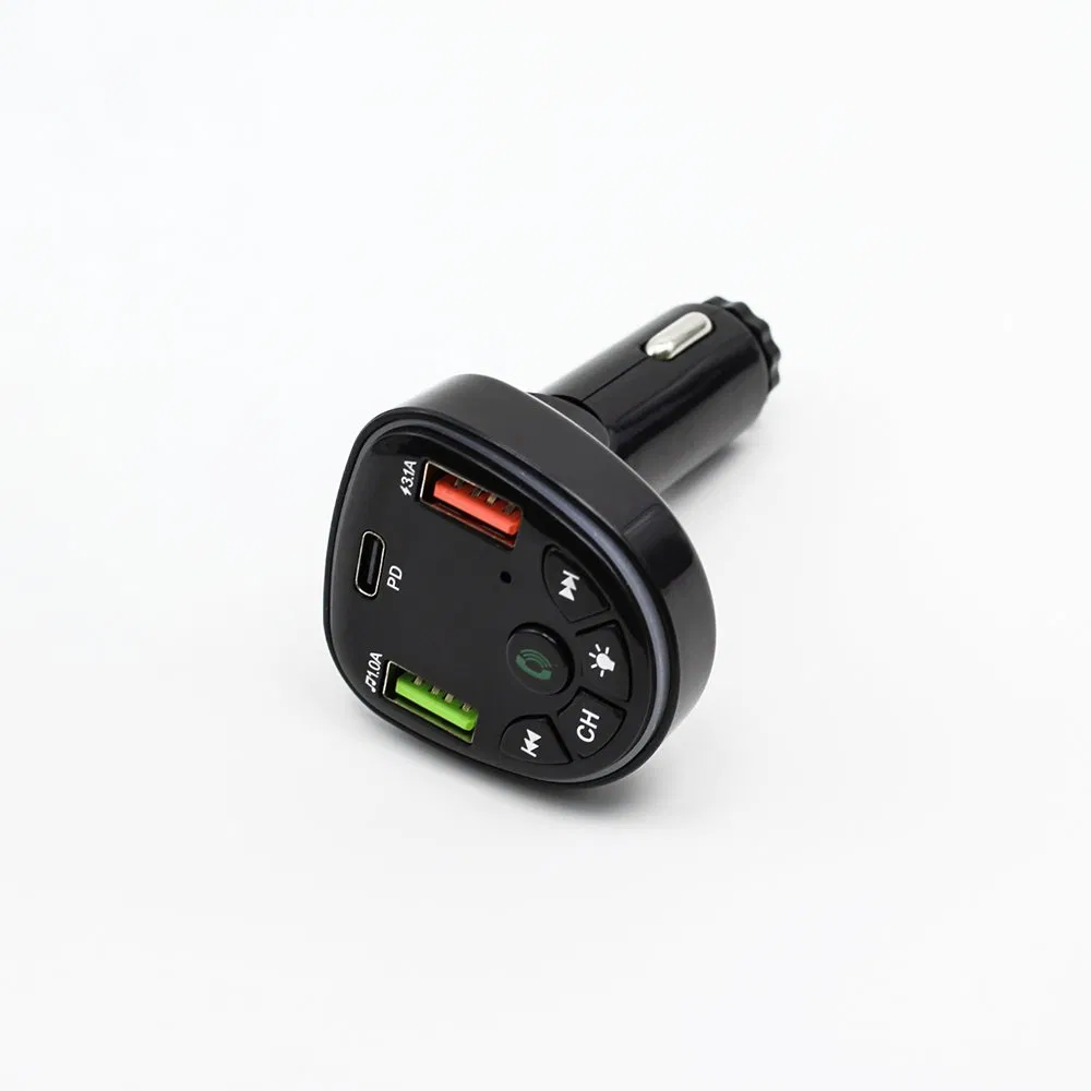 Bt Hands Free Wireless Fast Car Charger Rainbow LED Car MP3 Player