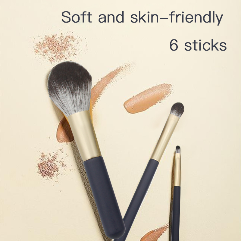 Blue Makeup Brush Set 6piece Beauty Tools Kit Make up Blush Eyeshadow Foundation Brush Cosmetic Accessories